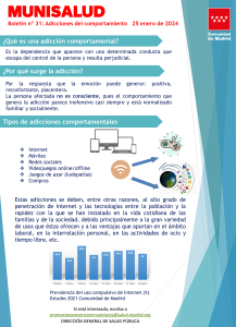 Boletín Munisalud sobre adicciones del comportamiento
