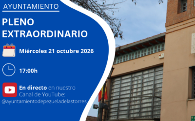 Convocatoria de Pleno Extraordinario del Ayuntamiento de Pezuela de las Torres