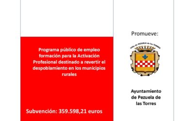 Pezuela de las Torres recibe una subvención de 359.598,21 euros para fomentar el empleo y combatir la despoblación rural