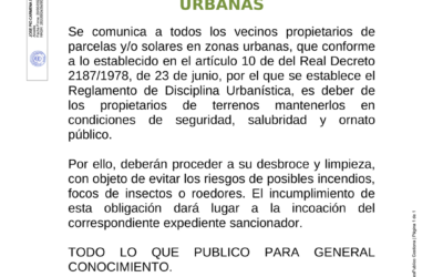 Bando de desbroce y limpieza de parcelas urbanas