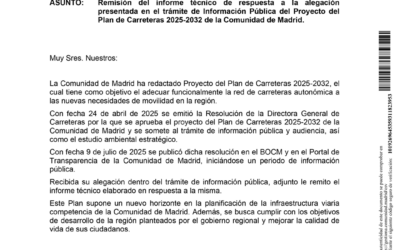 Respuesta de la Dirección General de Carreteras a las alegaciones del Ayuntamiento al Plan de Carreteras 2025-2032